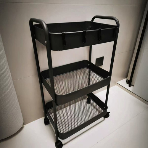 Carrito Organizador De Metal Transportador Metálico Con Ruedas 3 Niveles Estantes Sacre Solutions