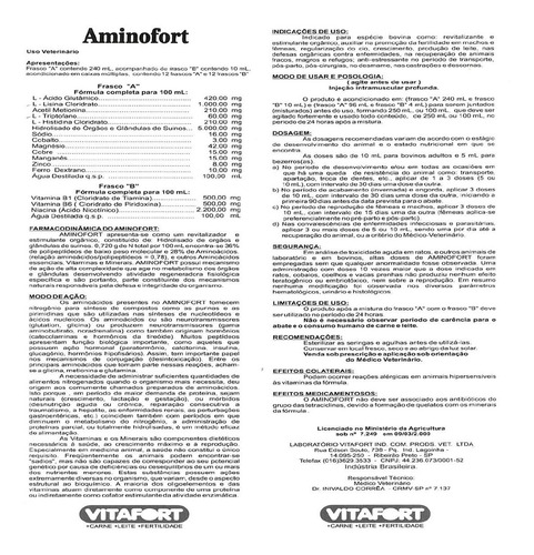 Imagem 3 de 4 de Aminofort 250ml Eurofarma - Promotor De Engorda P/ Bovinos