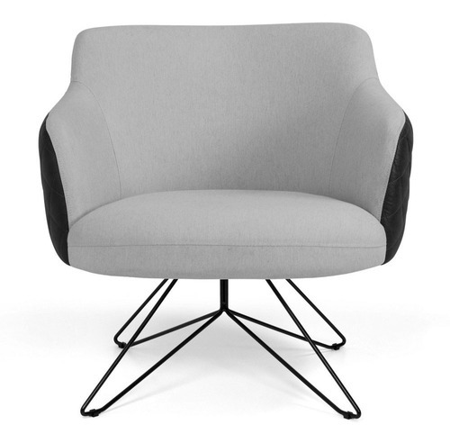 Kit 2 Poltronas Jade Base Orby Fixa Corano Linho Cinza Claro Cor Prateado Desenho do tecido Tresse