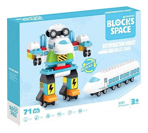 Set Construcción Bloques Tren Robot 71 Piezas Niños
