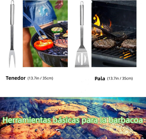 Kit 9 Utensílios Asador Parrilla Barbacoa Cozinha Aço Inox