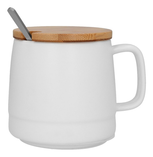 Imagen 1 de 10 de Taza De Ceramica Con Tapa De Bambú