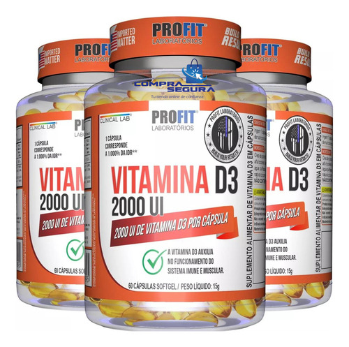 Vitamina D3 2000ui Profit  180 Cápsulas 