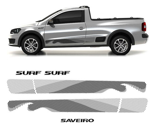 Kit Faixa Adesivo Saveiro Surf 2015/16 Modelo Original Preto