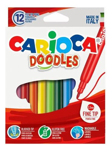 Plumones Carioca Doodles Lavable 12 Colores
