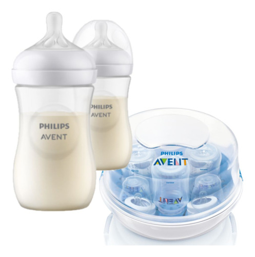 Mamadeira Pétala 260ml Pack Duplo + Esterilizador Avent Kit