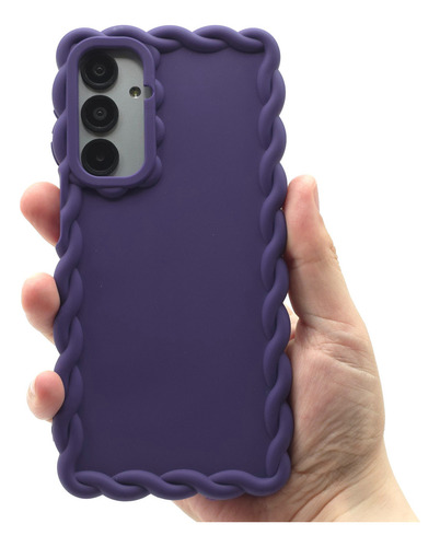 Funda + Mica Para Samsung A16 Case Protector Carcasa Rudo Crochet - Violeta Samsung A16