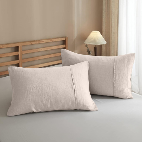 Juego De 2 Fundas De Almohada De Lino Súper Suave De A...