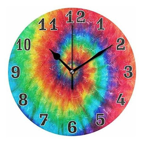 Wxlife Tie Dye Swirl Arco Iris Redondo Reloj De Pared Mrw95