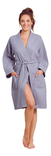 Bata Tipo Gofre Estilo Kimono De Lino Suave Al Tacto ' Bata