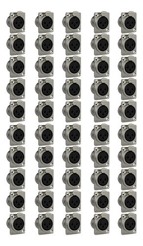 Kit 50 Conectores Xlr Femea Wc1023 Painel Wireconex