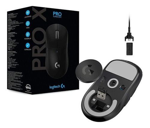 Mouse gamer de juego inalámbrico recargable Logitech Pro Series Pro X Superlight negro