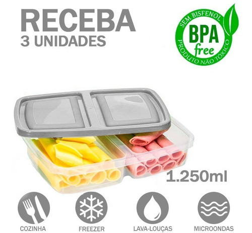 Bolsa Térmica Fitness Top Cinza Marmita Academia Everbags