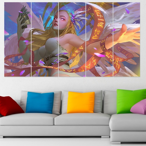 Cuadro Poliptico Angewomon Digimon Anime 120x70cm Art