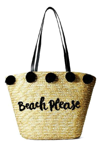 Bolso Cartera Canasto Playero Matero Yute Con Cierre Trendy