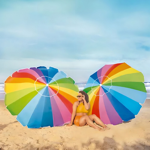 Sombrilla grande de color para playa y piscina, poliéster Mor, 2,2 m