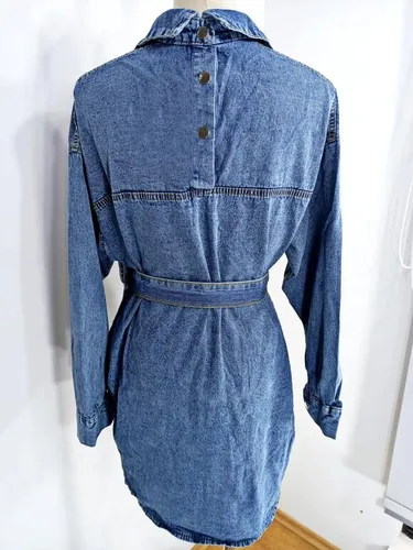 Vestido Mezclilla Holgado Camisa Larga Cintur n Girlboss