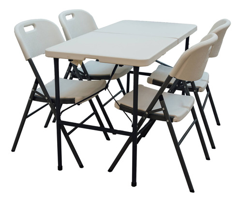 Mesa Rectangular 1.22 M. Plegable Interior Exterior Premium Blanco