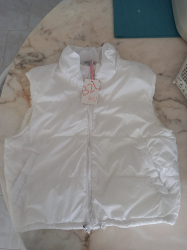 Chaleco Puffer Chaleco De Moda Abombado Blanco Cinturilla