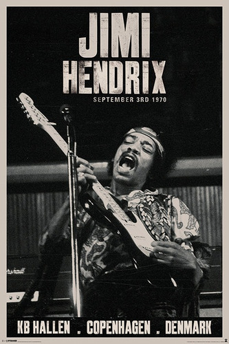 Poster De Jimi Hendrix - Copenhagen - 90 X 60 Cm