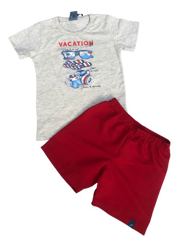 Conjunto Infantil Reirex Bermuda Em Tactel + Camiseta