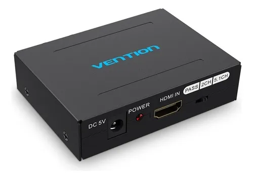 comprar Vention AFHB0 divisor de audio hdmi y rca 4k 30hz para home theater o barra de sonido con fuente de alimentacion carcasa aluminio para tv pc consola proyector Negro 220V