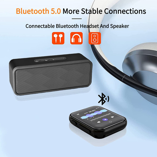 Reloj inteligente Ruizu M8 de 32 GB, Mp3 Touch, Bluetooth FM, funda de color negro con correa de color negro