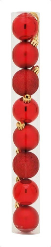 Bola De Natal Vermelho 5cm 8 Unidades -cromus - 1613053