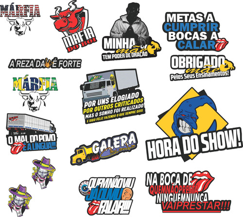 Adesivos Kit 15 Modelos Para Colar, Com Verniz Automotivo