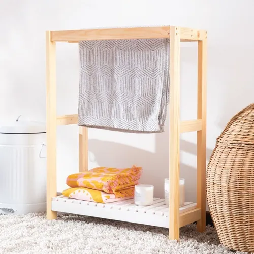 Perchero de madera con estante new arrivals