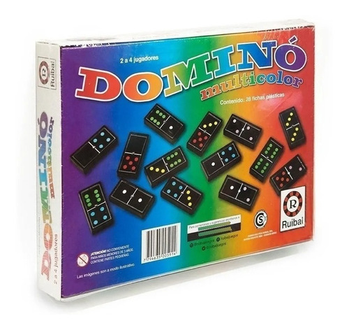 Domino Multicolor Ruibal 28 Fichas Plasticas Juegos Niños