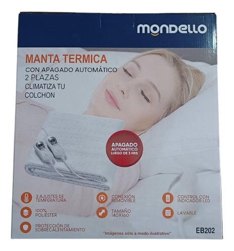 Manta Termica Electrica Calienta Cama 2 Plazas 3 Niveles