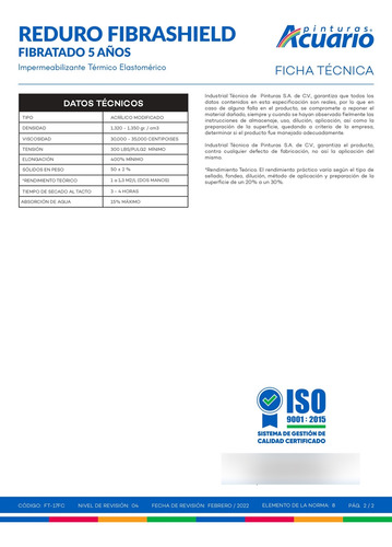 Kit Impermeabilizante Acuario 5a Reduro Fibrashied Fibratado Terracota Mate