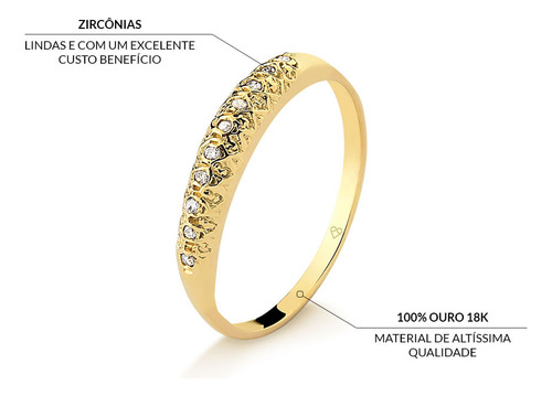 Par De Aparador De Aliança Em Ouro 18k Com Pedras De Zircôni