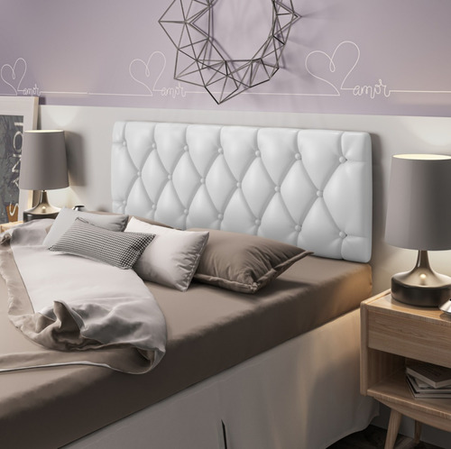 Cabeceira De Cama Elle Casal - Modelo Paris Marfim 140x55 Cor Branco