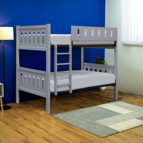 Litera Individual Cherokee Con Cabecera Color Blanco Color Gris Individual/Individual