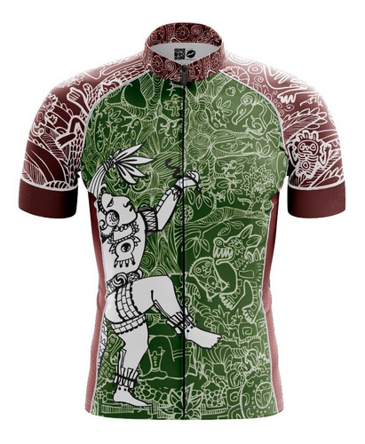 Jersey Ciclismo Maillot M Corta Dibujos Prehispánicos México