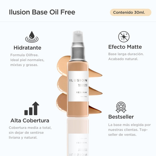 Imagen 2 de 9 de Ilusion Base De Maquillaje Matificante Oil Free Regina