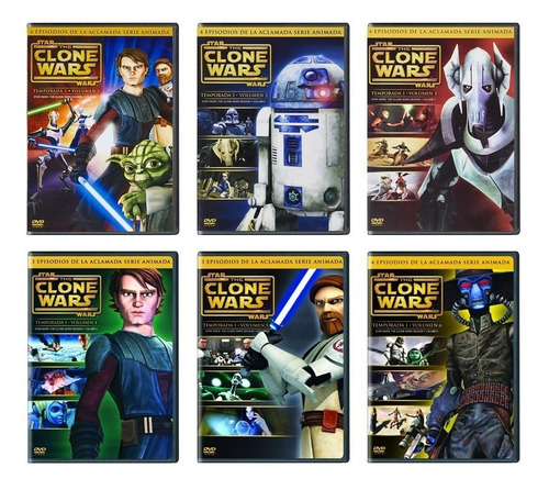Star Wars The Clone Wars Temporada 1 Vol 1 - 6 Paquete Dvd