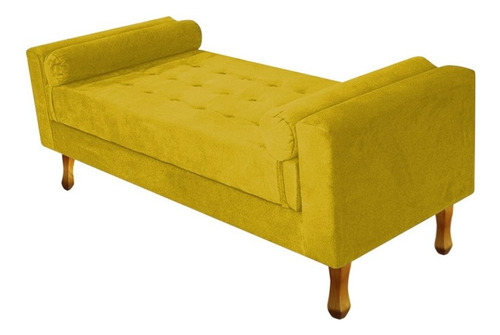 Recamier Baú Félix Casal 140cm Suede Amarelo - Adj Decor