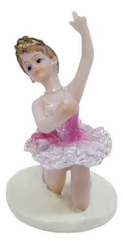 Bailarina Rosa Agachada Braço Esquerdo Levantado 9cm - Enfei