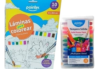 Combo Tempera Sólida/ Láminas Para Pintar Incluye Pincel