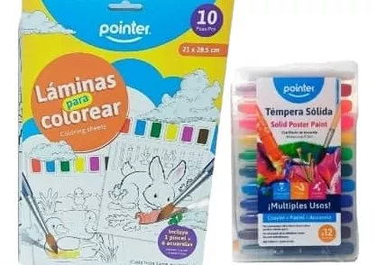 OFFICENET - TEMPERAS SOLIDA POINTER 12 COLORES CRAYON+PASTEL+ACUARELA