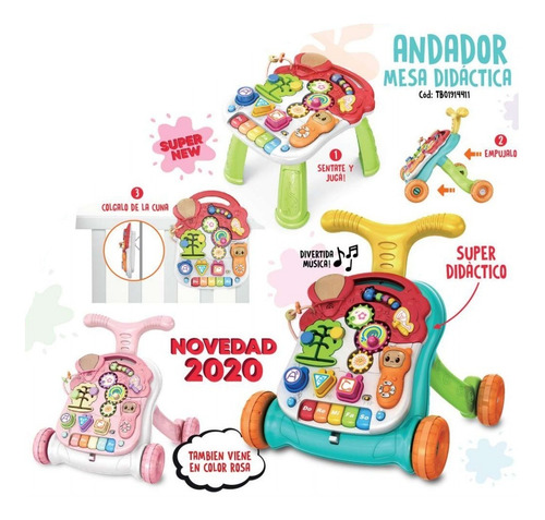 Andador Caminador Mesa Didactica Bebe 3 En 1 Babymovil
