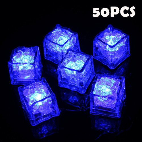 50 Cubitos De Hielo Luminosos Led Azules Para Fiestas De Bar