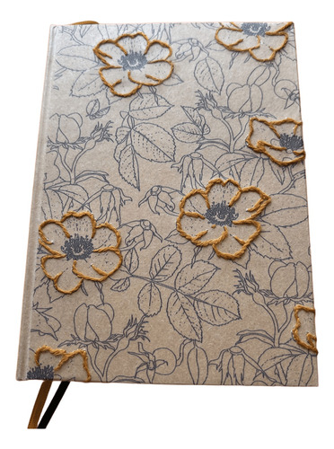 Cuaderno Artesanal A6 Bordado Kraft