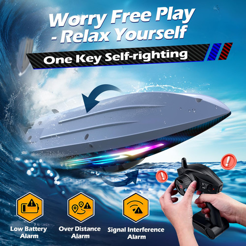 Barco De Control Remoto Rc De 30 Km/h Con 7 Modos De Luz Led