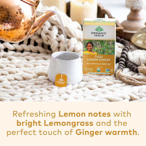 Tea Organic India Tulsi, Limón Y Jengibre, Hierbas, 54 Ml, 1