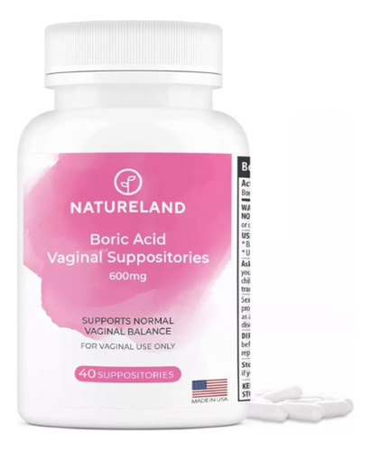 Ácido Bórico 600mg Salud Vaginal 40 Supositorios Americano