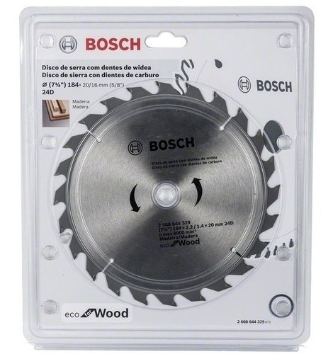 Disco De Sierra Circular 7 1/4 24 Diantes Eco Bosch